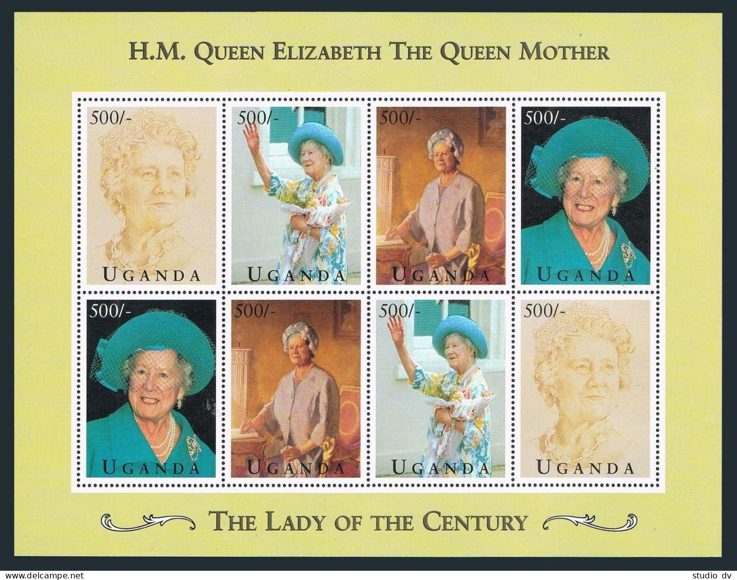 Uganda 1317 Sheet,MNH.Mi 1509-12 Klb. Queen Mother Elizabeth,95th Birthday,1995. - Uganda (1962-...)