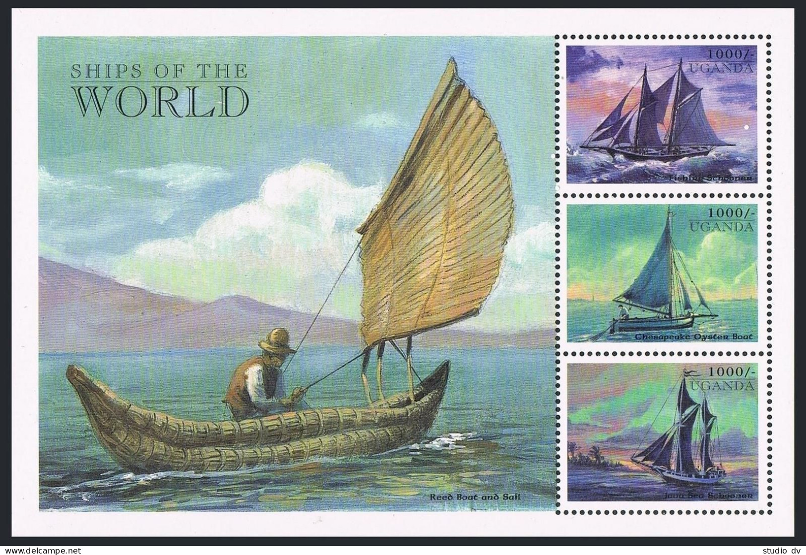 Uganda 1558 Ac Sheet,MNH. Sailing Ships,1998.Fishing Schooner,Chesapeake Oyster  - Oeganda (1962-...)