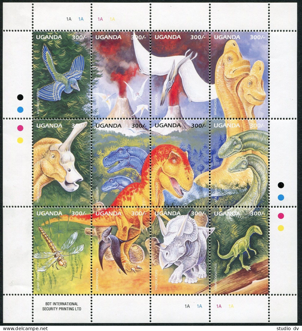 Uganda 1325 Al,1327 Sheets,MNH.Michel 1516-1527 Bogen,Bl.236. Dinosaurs 1995. - Uganda (1962-...)