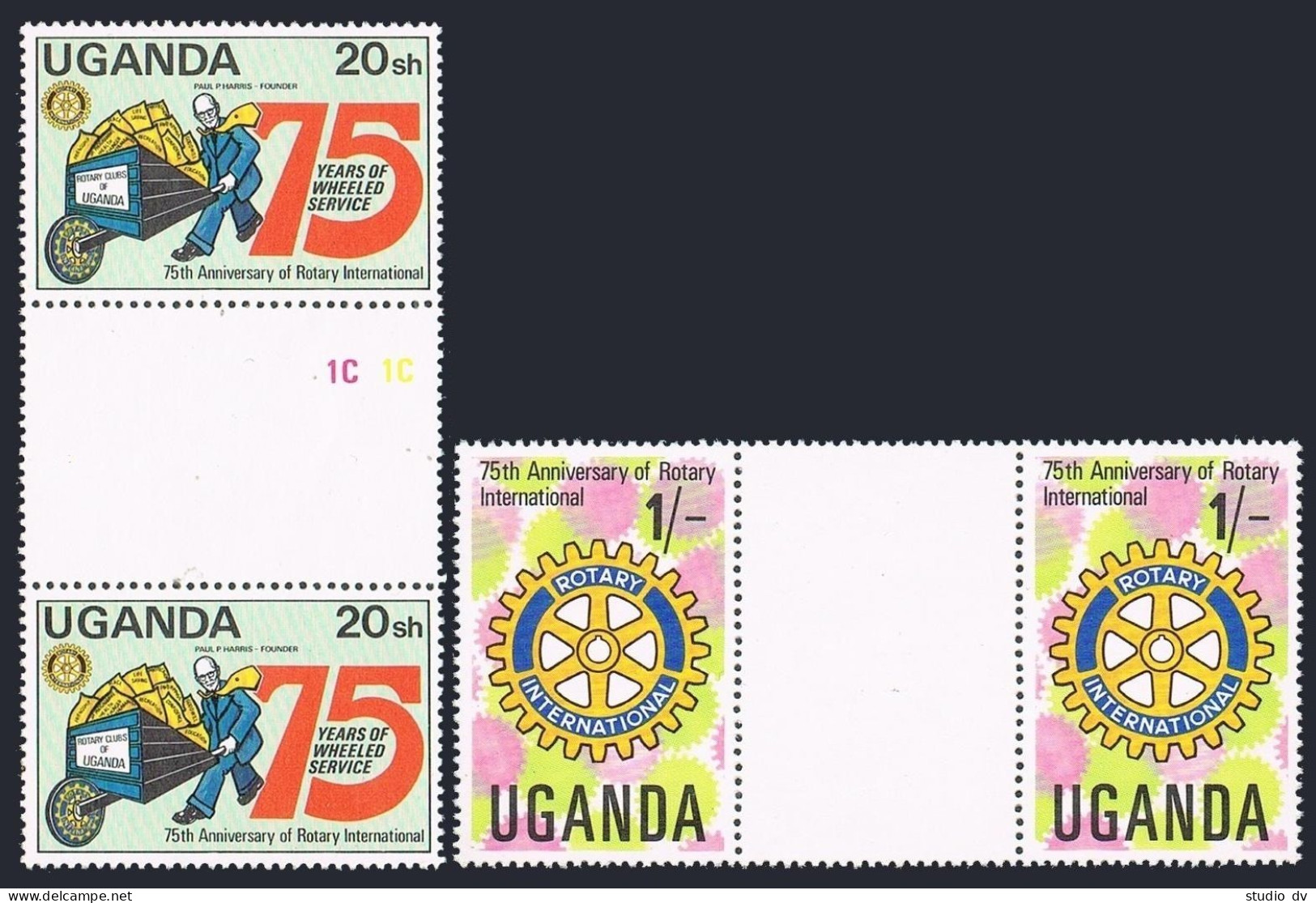 Uganda 297-298 Gutter,MNH.Michel 276-277. Rotary International,75th Ann.1980. - Uganda (1962-...)