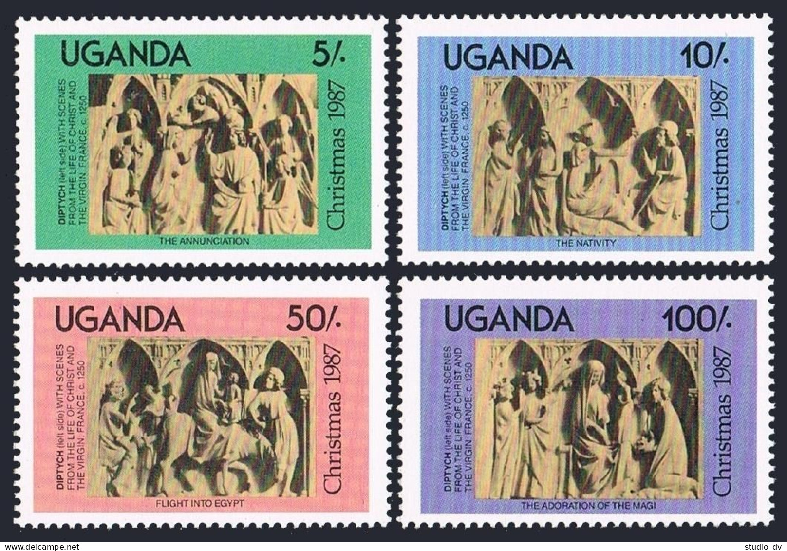 Uganda 584-587.588,MNH.Michel 564-567,Bl.76. Christmas 1987.The Life Of Christ. - Oeganda (1962-...)