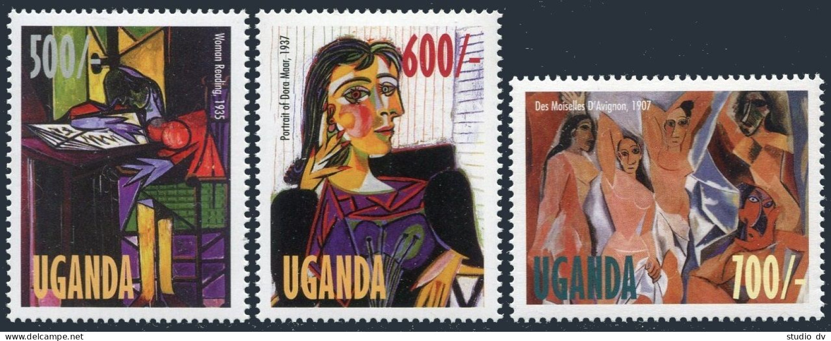 Uganda 1579-1581, 1582, MNH. Picasso, 1998. Woman Reading, Portrait Of Dora Maar - Uganda (1962-...)