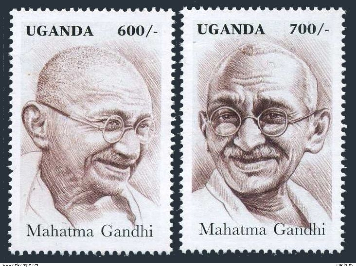 Uganda 1511-1512, 1513 Sheet, MNH. Mahatma Ganghi, 1997. - Uganda (1962-...)