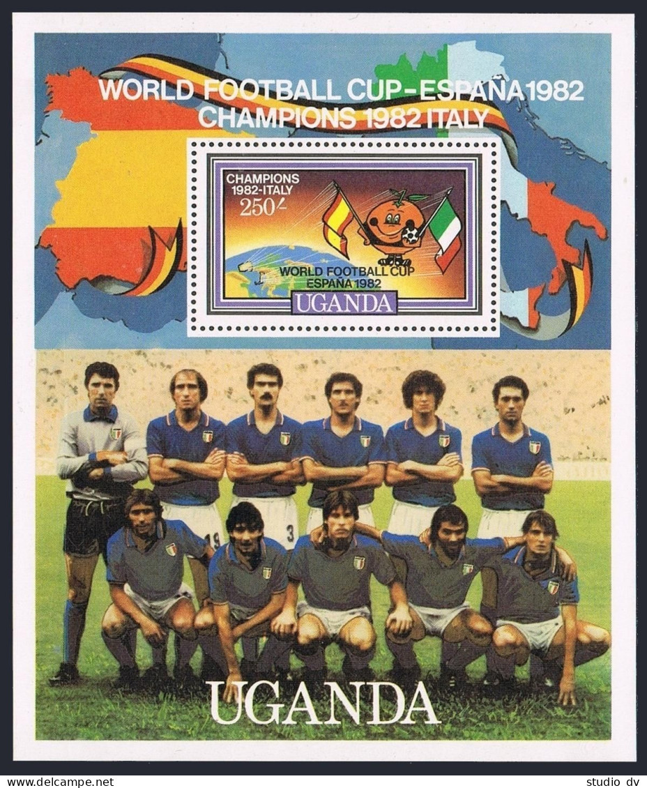 Uganda 359C,MNH.Michel 349 Bl.39. Italy Victory.Spain-1982 World Soccer. - Ouganda (1962-...)