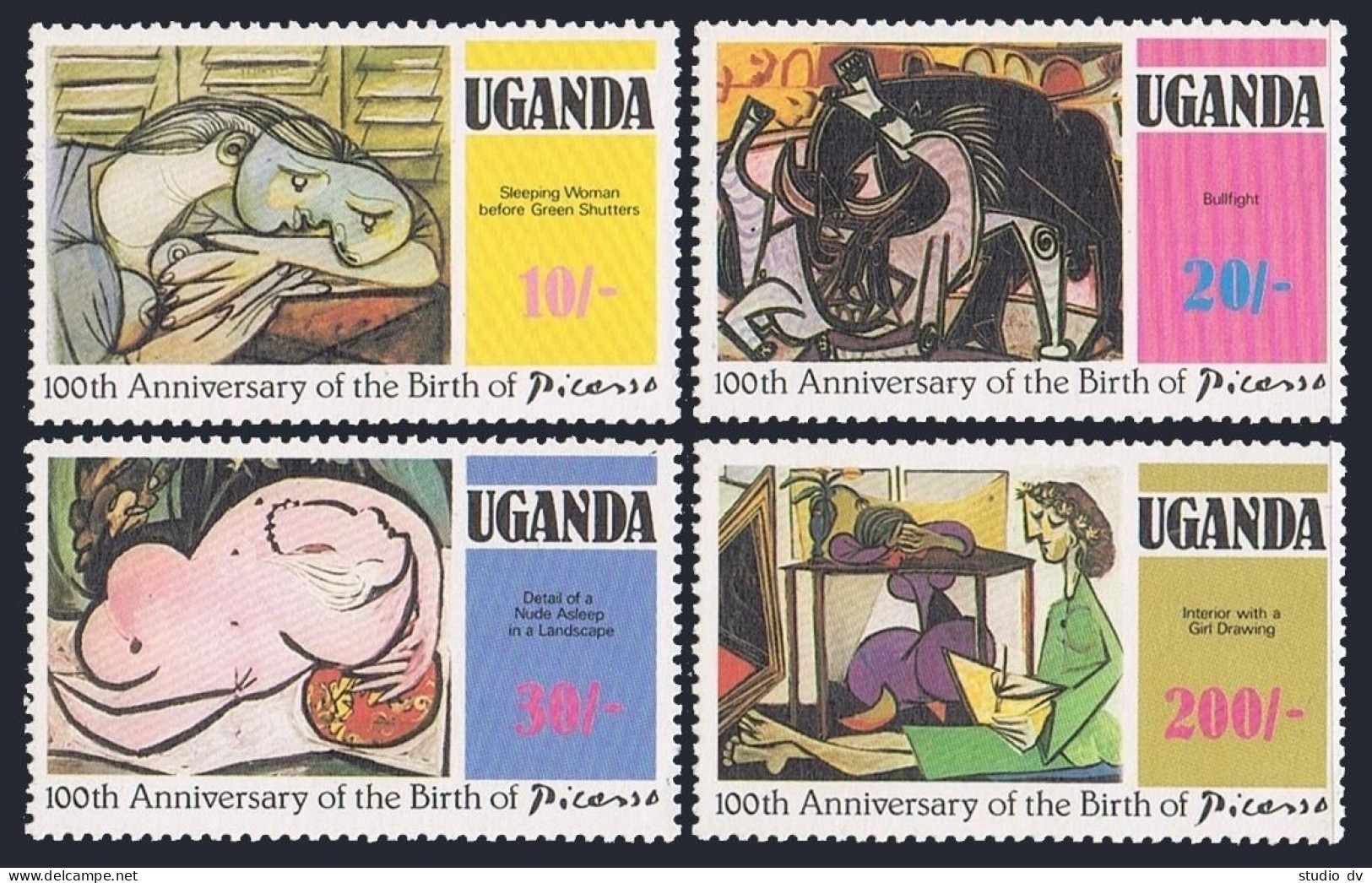 Uganda 318-321,322,MNH.Michel 306-309,Bl.29. Picasso-100,1981.Minotaur. - Uganda (1962-...)