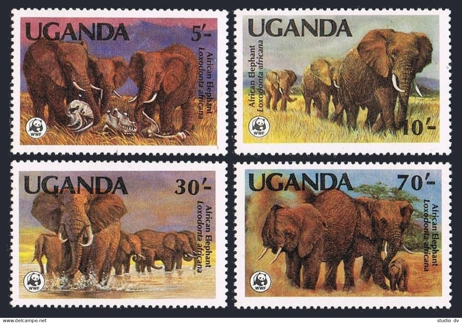 Uganda 371-374, MNH. Michel 361-364. WWF 1983. African Elephants. - Oeganda (1962-...)