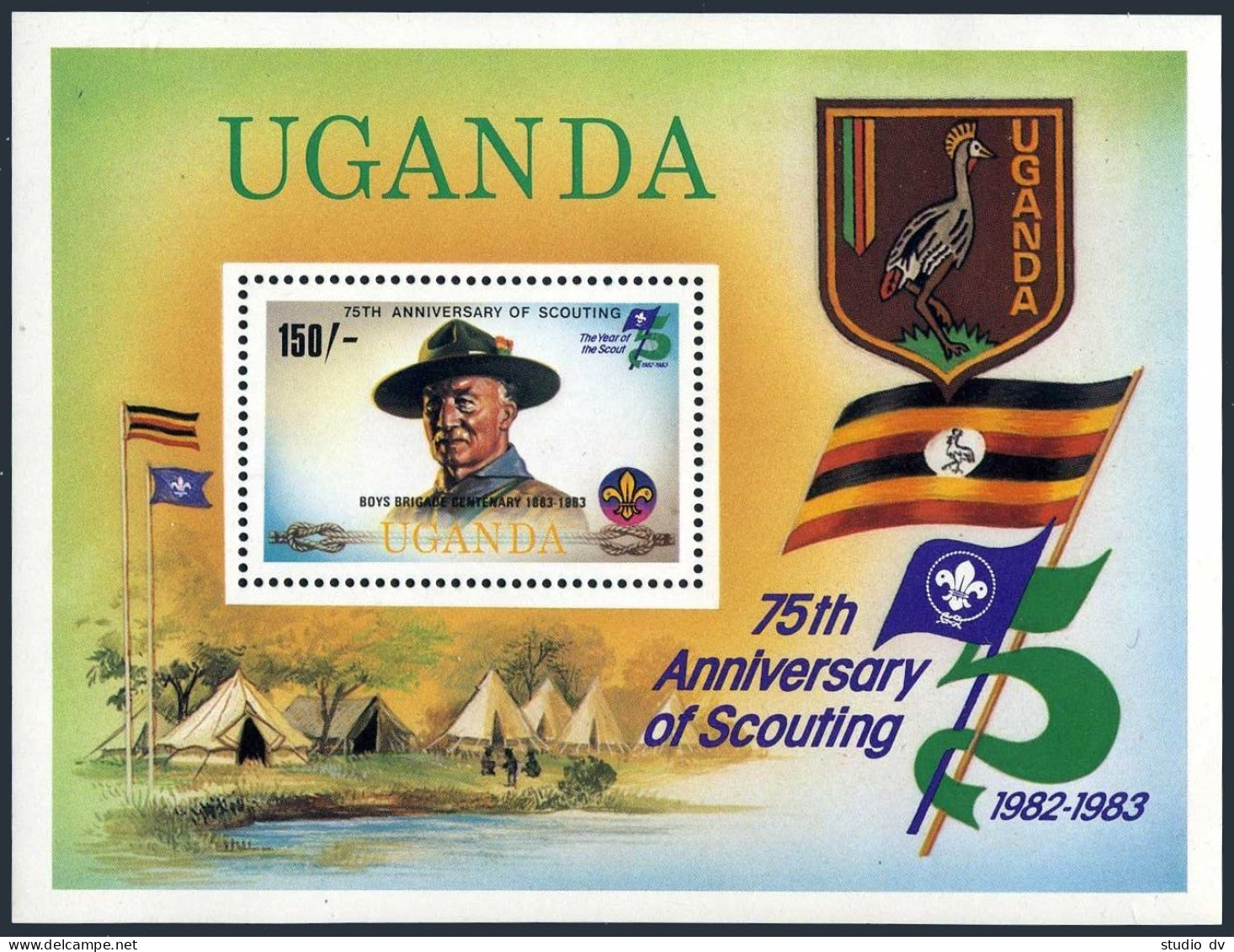 Uganda 380,MNH.Michel 370 Bl.42. Boy Scouts Brigade 1983.Baden-Powell. - Oeganda (1962-...)