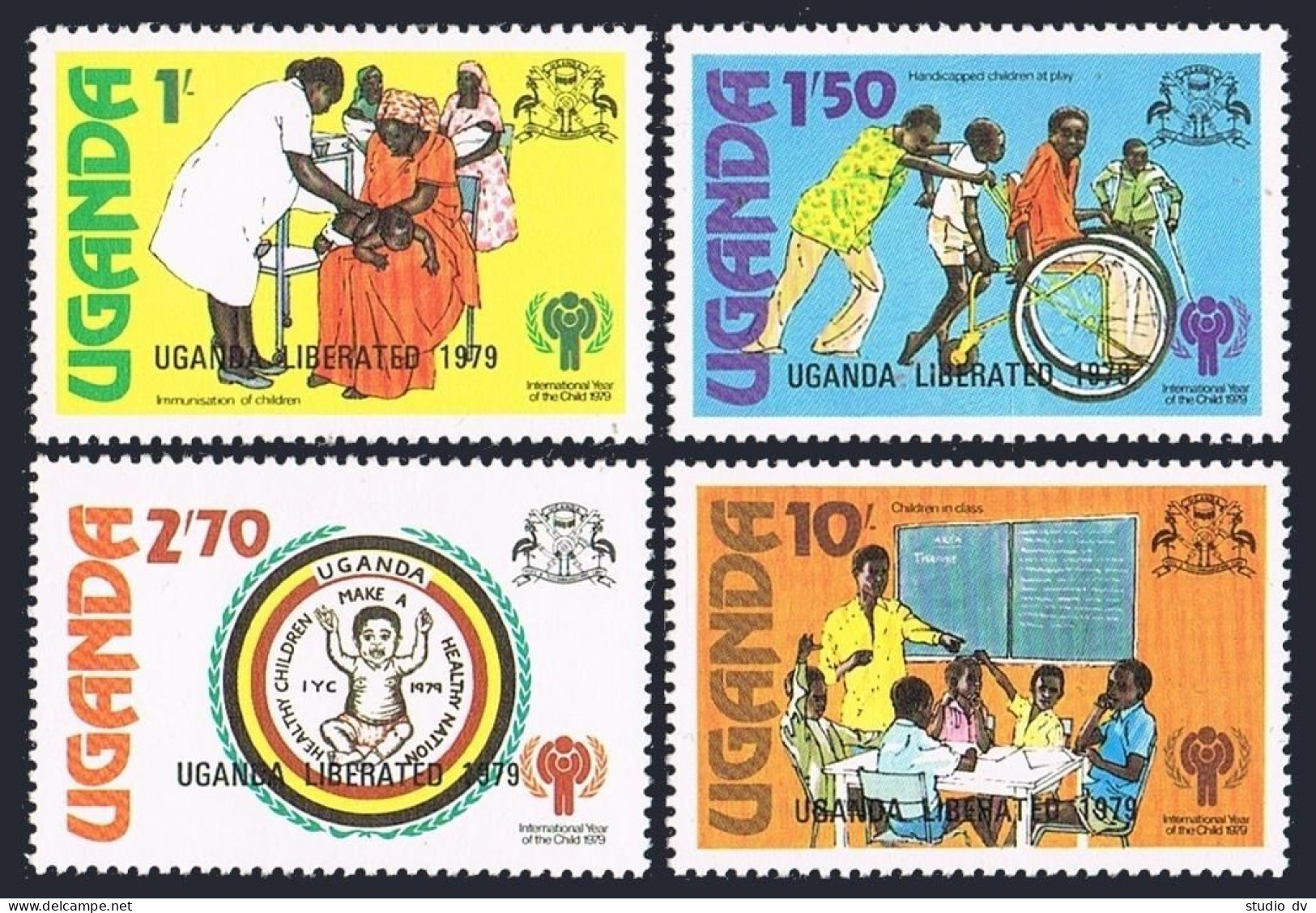 Uganda 266-269,269a,MNH.Michel 242-245,Bl.19. IYC-1979.UGANDA LIBERATED. - Uganda (1962-...)