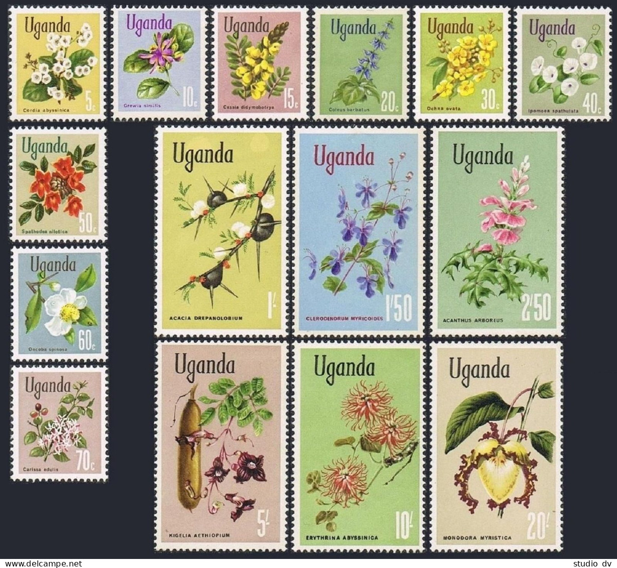 Uganda 115-129,MNH.Michel 105-119. Flowers 1969. - Uganda (1962-...)