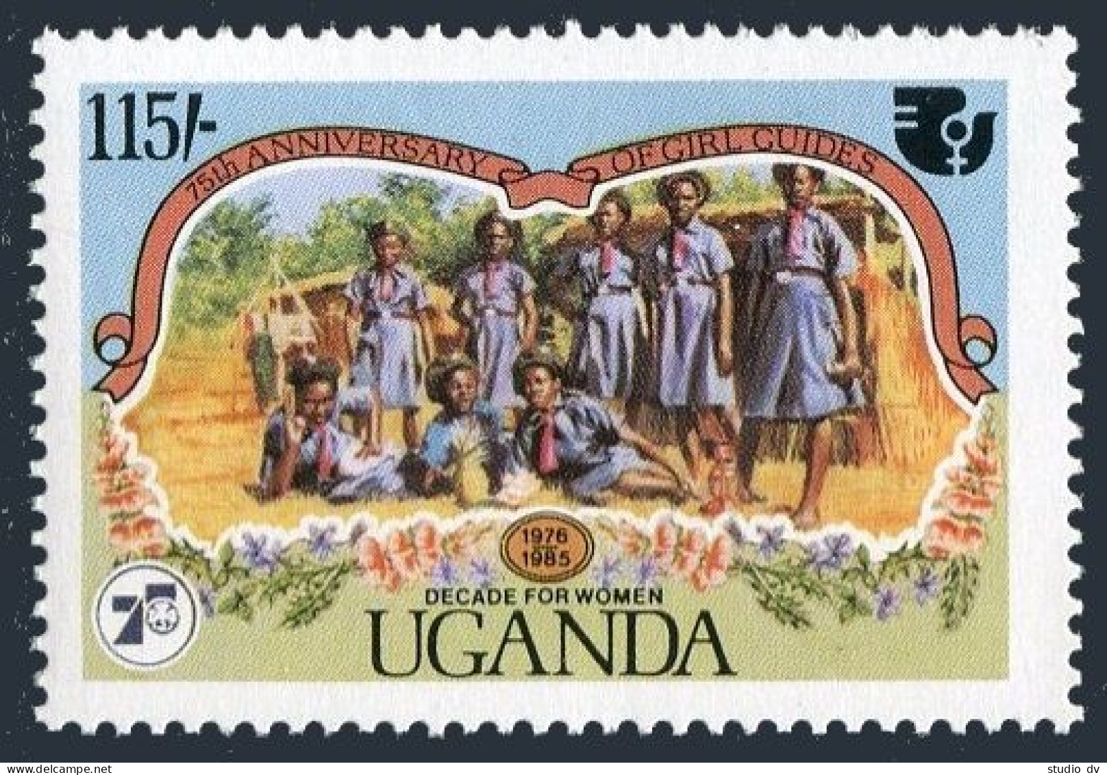 Uganda 464,468,MNH.Michel 446,448 Bl.53. Girl Guides-75.1985.Flowers. - Ouganda (1962-...)