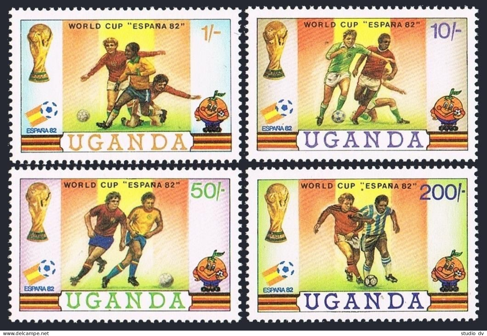 Uganda 327-330,331,MNH.Michel 310-313,Bl.30. World Cup Soccer Spain-1982. - Ouganda (1962-...)