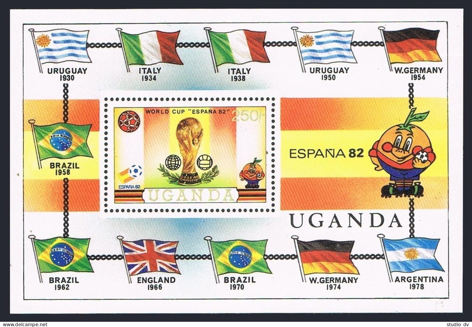 Uganda 327-330,331,MNH.Michel 310-313,Bl.30. World Cup Soccer Spain-1982. - Uganda (1962-...)