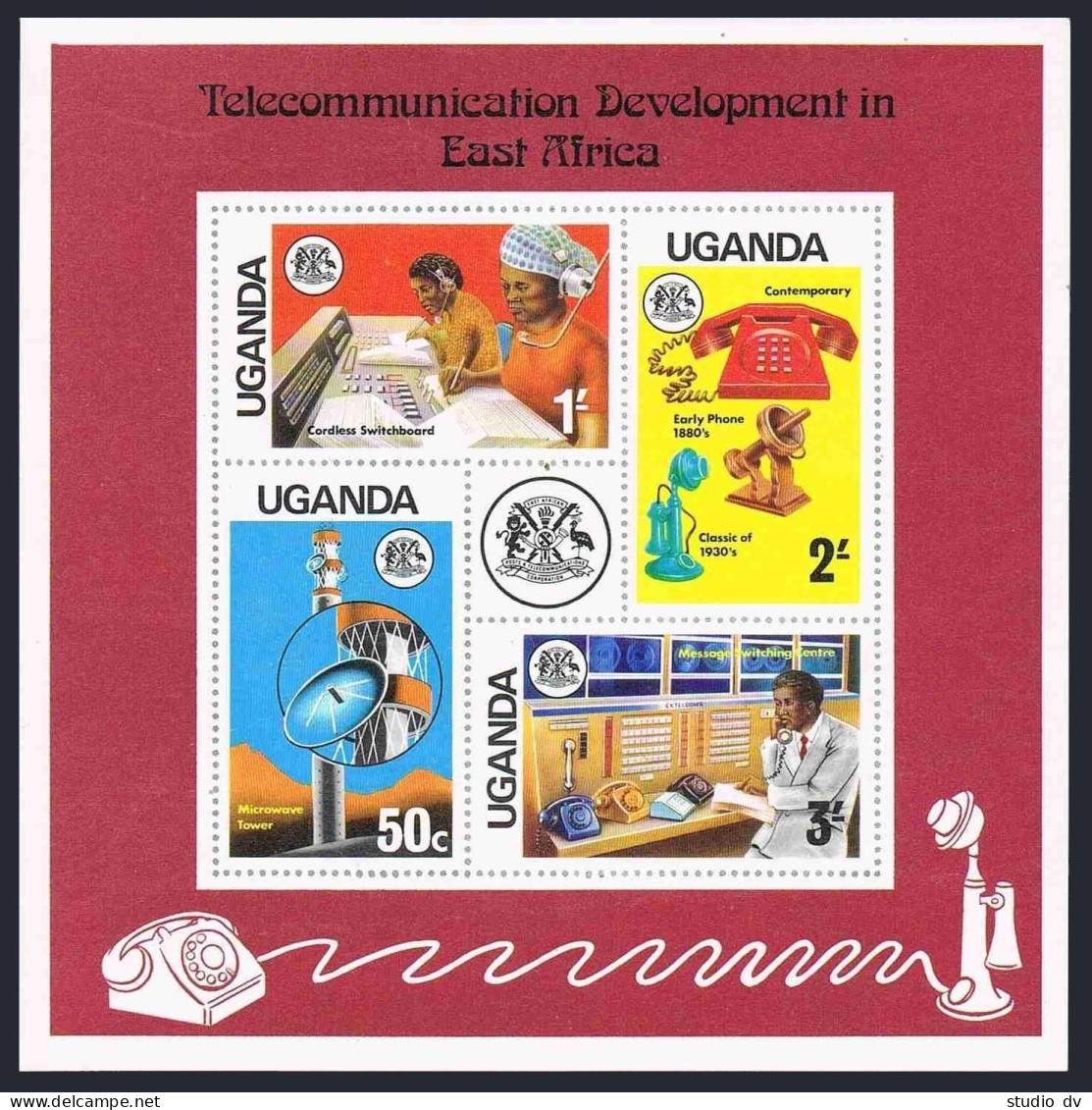 Uganda 150a Sheet,MNH.Michel Bl.1. Telecommunication Development.1976. - Oeganda (1962-...)