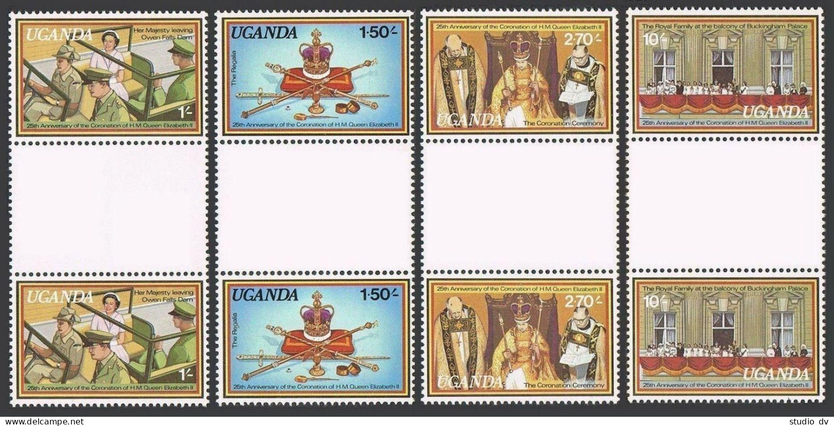 Uganda 215-218 Gutter Pairs,MNH.Michel 195-198. QE II Coronation,25th Ann.1978. - Oeganda (1962-...)