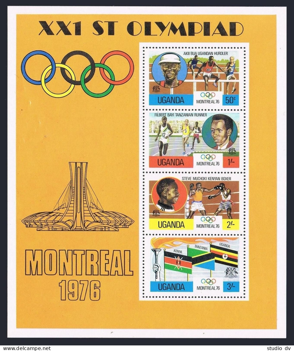 Uganda 154a Sheet,MNH.Michel Bl.2. Olympics Montreal-1976:.Winners. - Ouganda (1962-...)