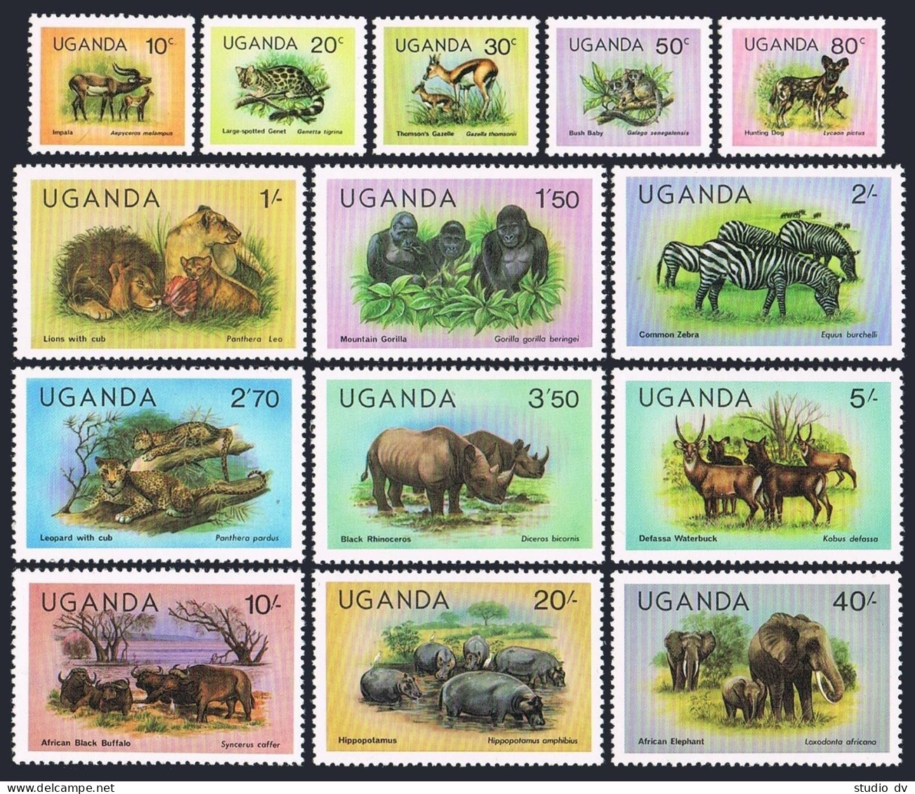 Uganda 279-292,MNH. Wild African Animals 1979.Gazelle,Impalas,Genet,Bush Babies, - Oeganda (1962-...)