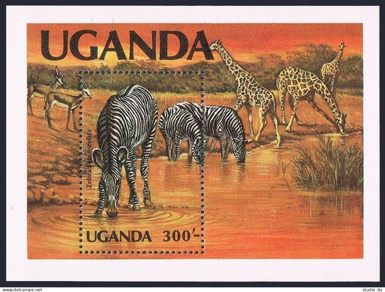 Uganda 371-374,375, MNH. Mi 361-364, Bl.41. WWF-1983. Elephants, Zebra,Giraffes. - Uganda (1962-...)