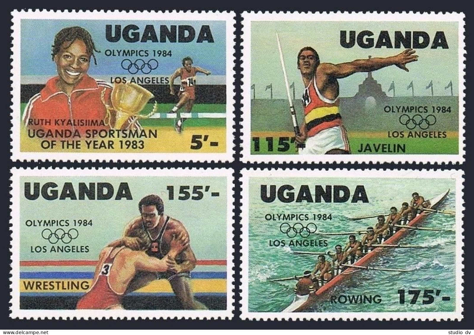 Uganda 417-420,421,MNH.Michel 397-400,Bl.45. Olympics Los Angeles-1984.Javelin, - Uganda (1962-...)