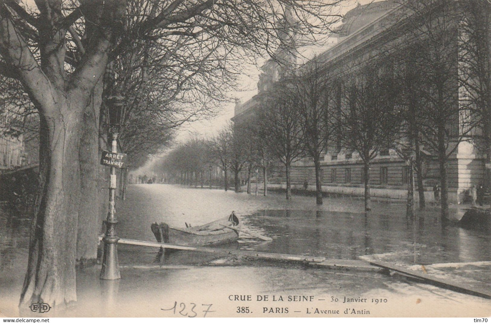 PARIS  DEPART   CRUE DE LA  SEINE 1910   30  JANVIER    L' AVENUE D'ANTIN - Inondations De 1910