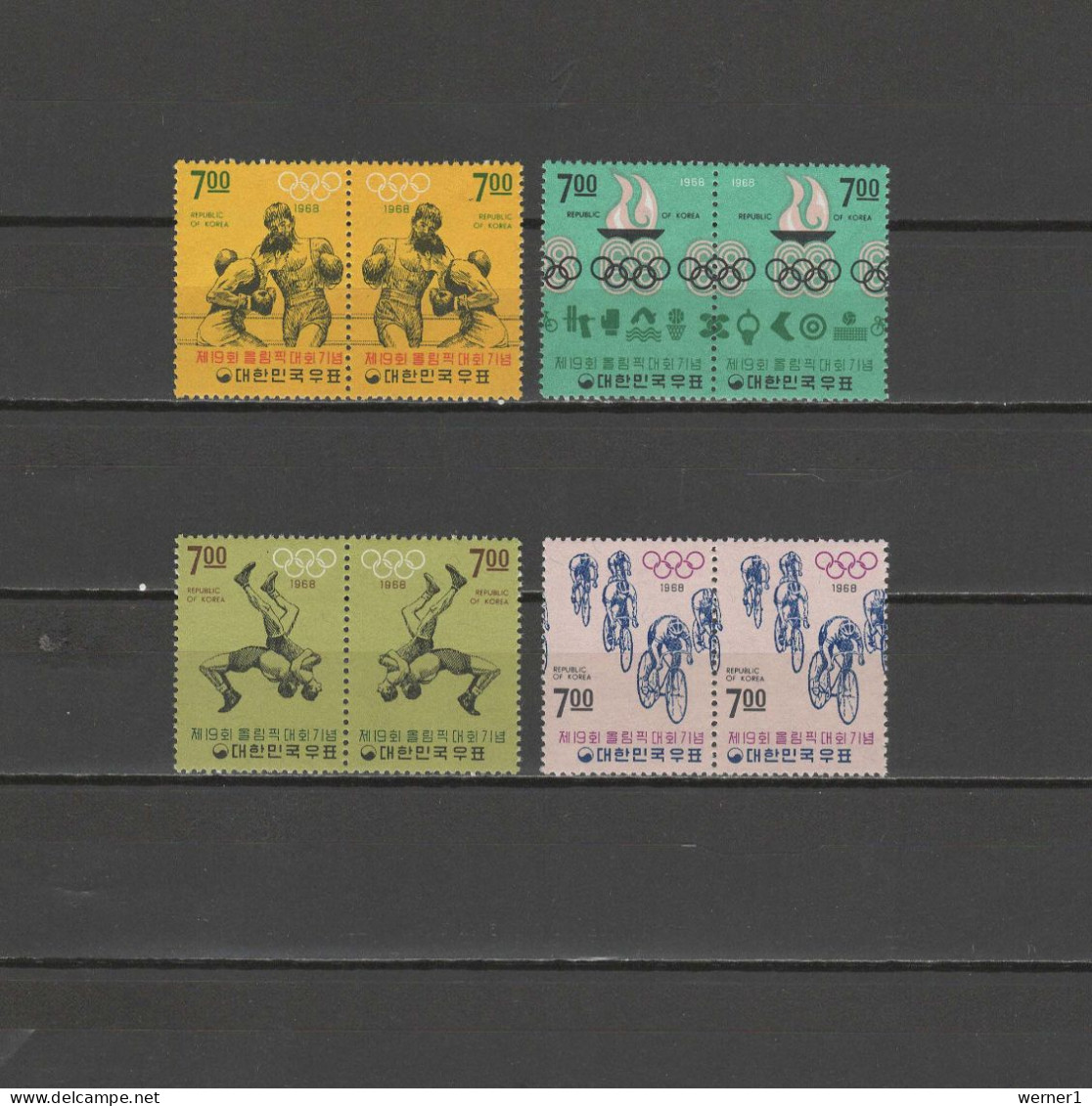 South Korea 1968 Olympic Games Mexico, Boxing, Sailing, Wrestling, Cycling Set Of 8 MNH -scarce- - Ete 1968: Mexico