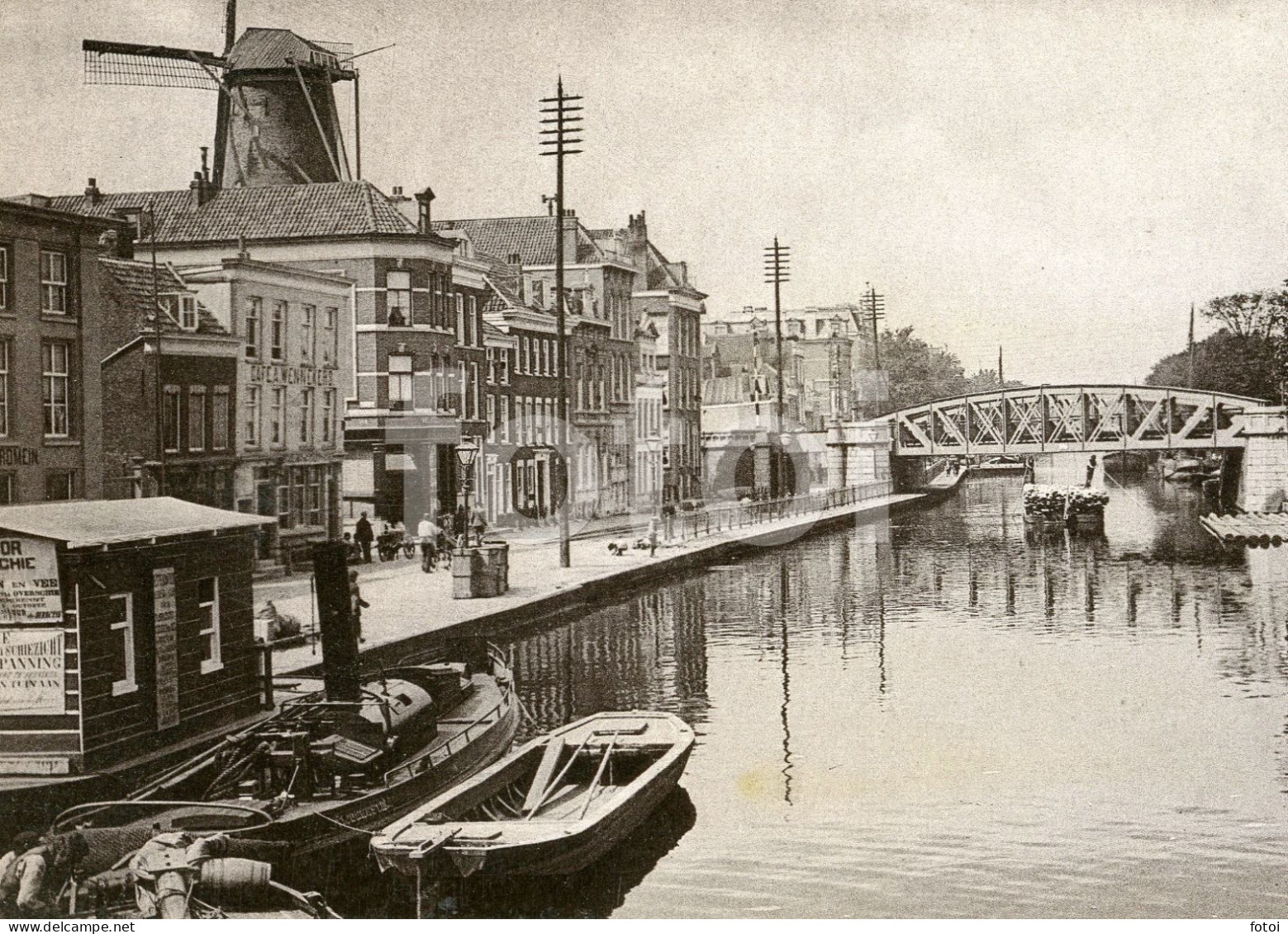 OLD CARD PHOTO FOTO HOTEL WIND MILL BRIDGE DE SCHIEKADE ROTTERDAM NETHERLANDS HOLLAND - Alte (vor 1900)