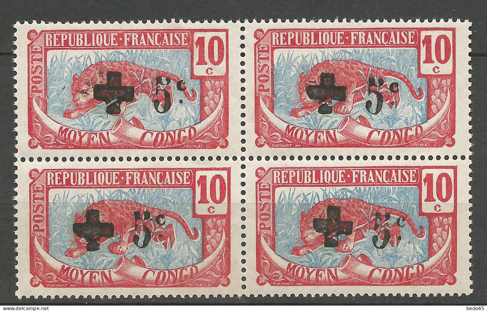 CONGO N° 65 BLOC DE 4 NEUF** LUXE SANS CHARNIERE NI TRACE  / Hingeless  / MNH - Unused Stamps