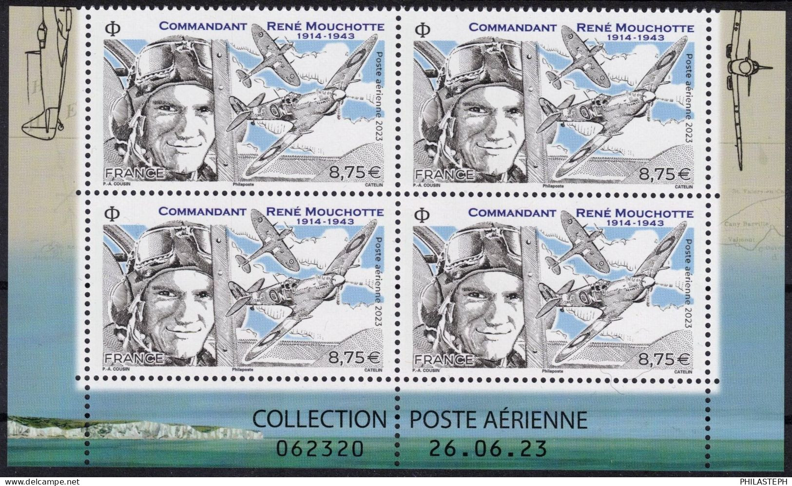 FRANCE  2023 - Bloc De 4 Daté -  Commandant René Mouchotte (1914-1943) - Issu Du Feuillet De 10 Timbres - YT 95a Neuf ** - Airmail