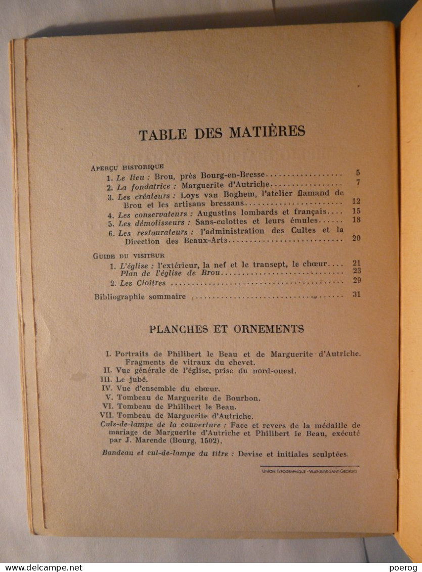 L'EGLISE DE BROU - AIN - EDITIONS ALBERT MORANCE CIRCA 1953 - 14cm X 18cm - monographie