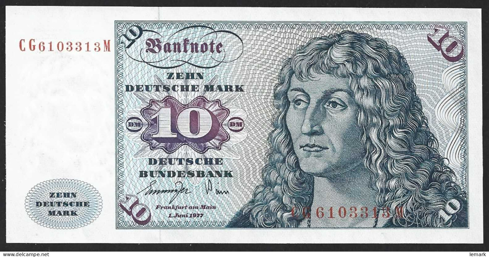 Germany Federal Republik 10 Mark 1977 P31b  AUNC - 20 Deutsche Mark