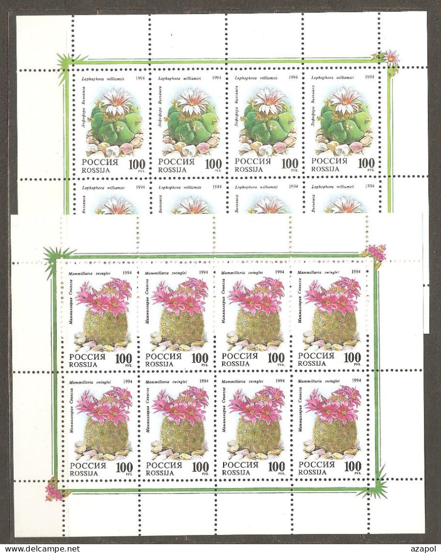 Flowers - Cactuses: 2 Sheetles Of Mint Stamps, Russia, 1994, Mi#364-365, MNH - Other & Unclassified