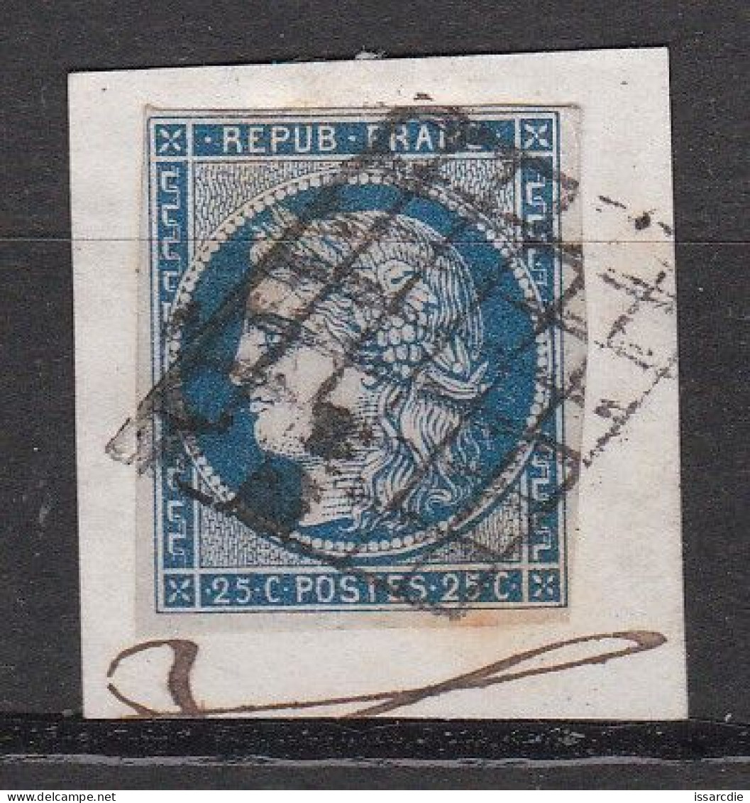 France Cérès "repub Franc" 25 C Bleu - 1849-1850 Ceres