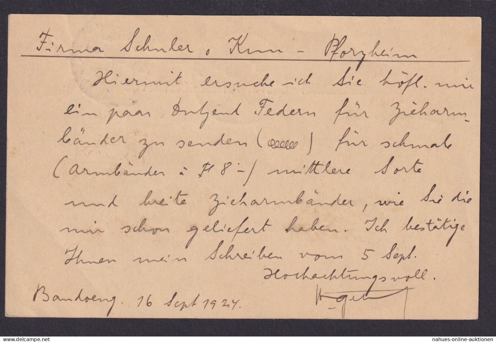 Bandoeng Indonesien Niederländisch Indien Aufbrauch Ganzsache Überdruck Plus ZUF - Netherlands Indies