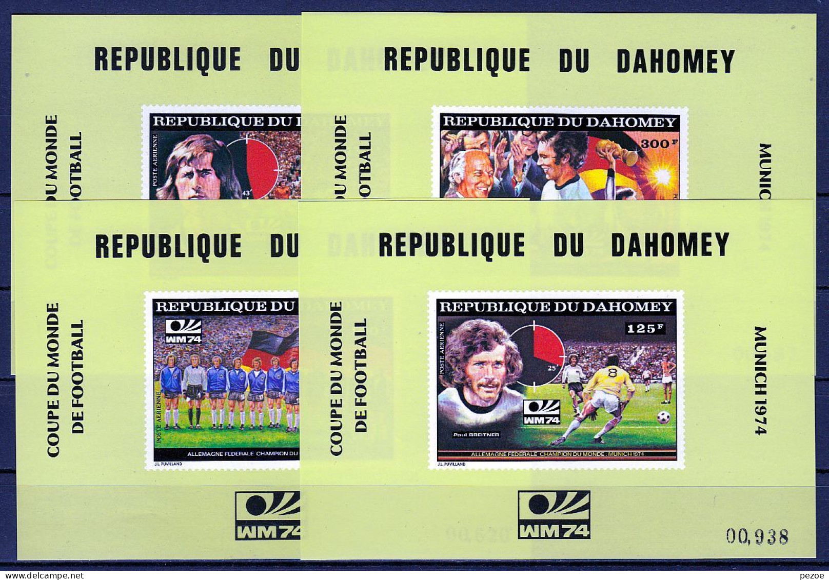 Football / Soccer / Fussball - WM 1974:  Dahomey  4 SoBl **, Imperf. - 1974 – Allemagne Fédérale