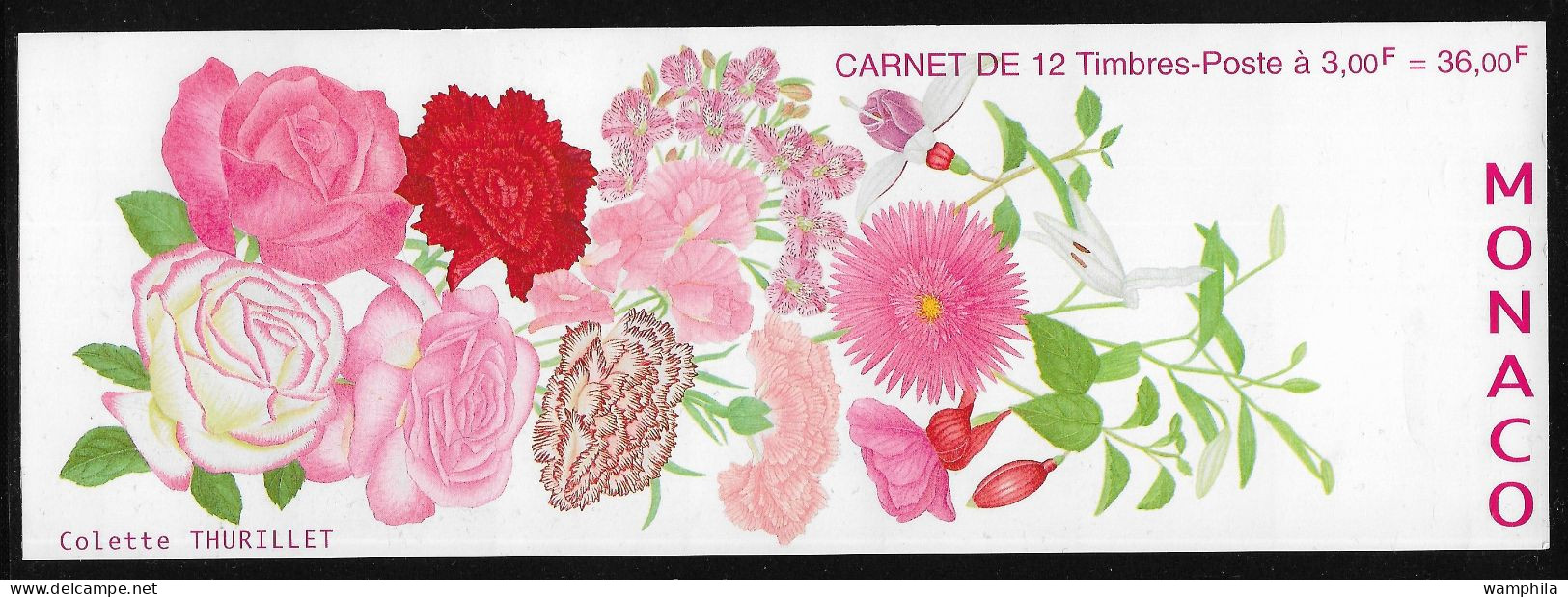 Monaco 1995. Carnet N°12, Fleurs, Roses, Oeillets, Fuchsias, Etc... - Neufs