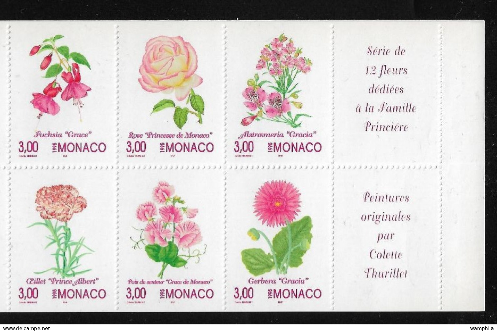 Monaco 1995. Carnet N°12, Fleurs, Roses, Oeillets, Fuchsias, Etc... - Neufs