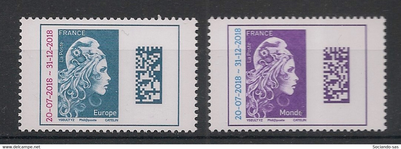 FRANCE - 2018 - N°YT. 5270 à 5271 - Marianne D'YZ Surchargée - Neuf Luxe ** / MNH / Postfrisch - Unused Stamps