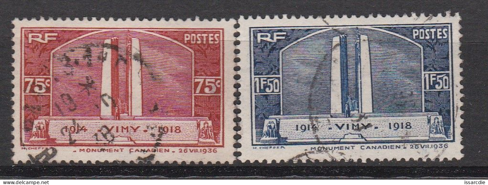 France Vimy Monument Canadien N° 316/317 - Used Stamps