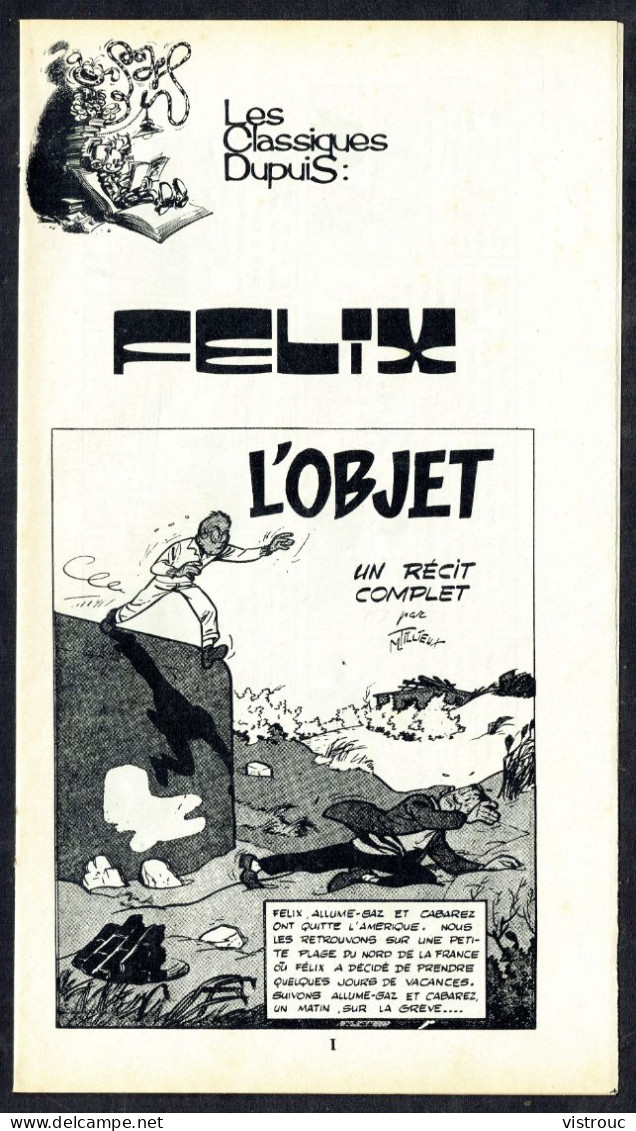 "FELIX: L'objet" De M. TILLIEUX - Supplément à Spirou - Classiques DUPUIS - 1974. - Spirou Magazine