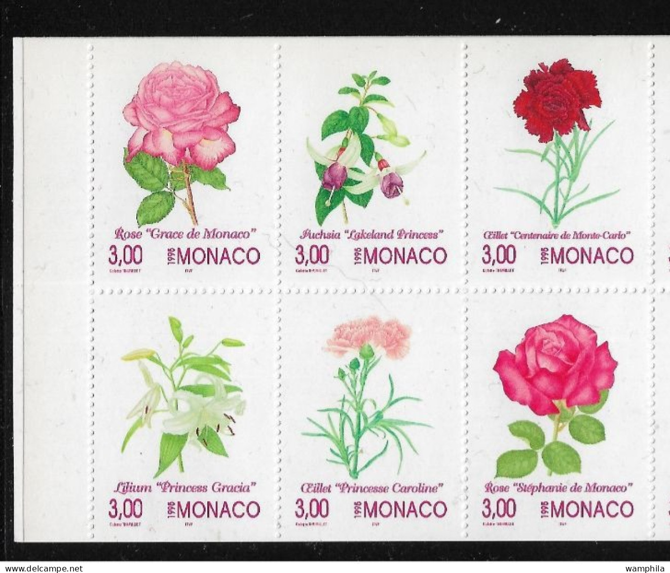 Monaco 1995. Carnet N°12, Fleurs, Roses, Oeillets, Fuchsias, Etc... - Libretti
