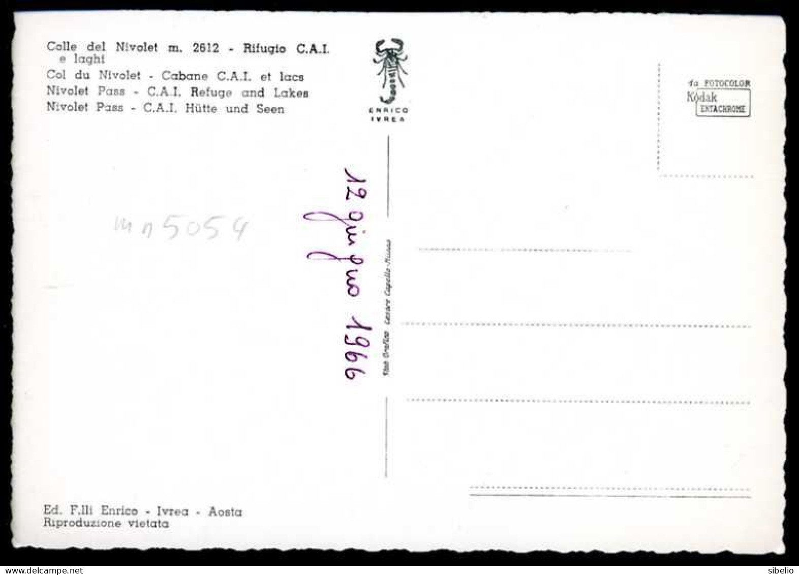 Colle Del Nivolet - Rifugio CAI - Non Viaggiata 1966  - Rif. Mn5054 - Other & Unclassified