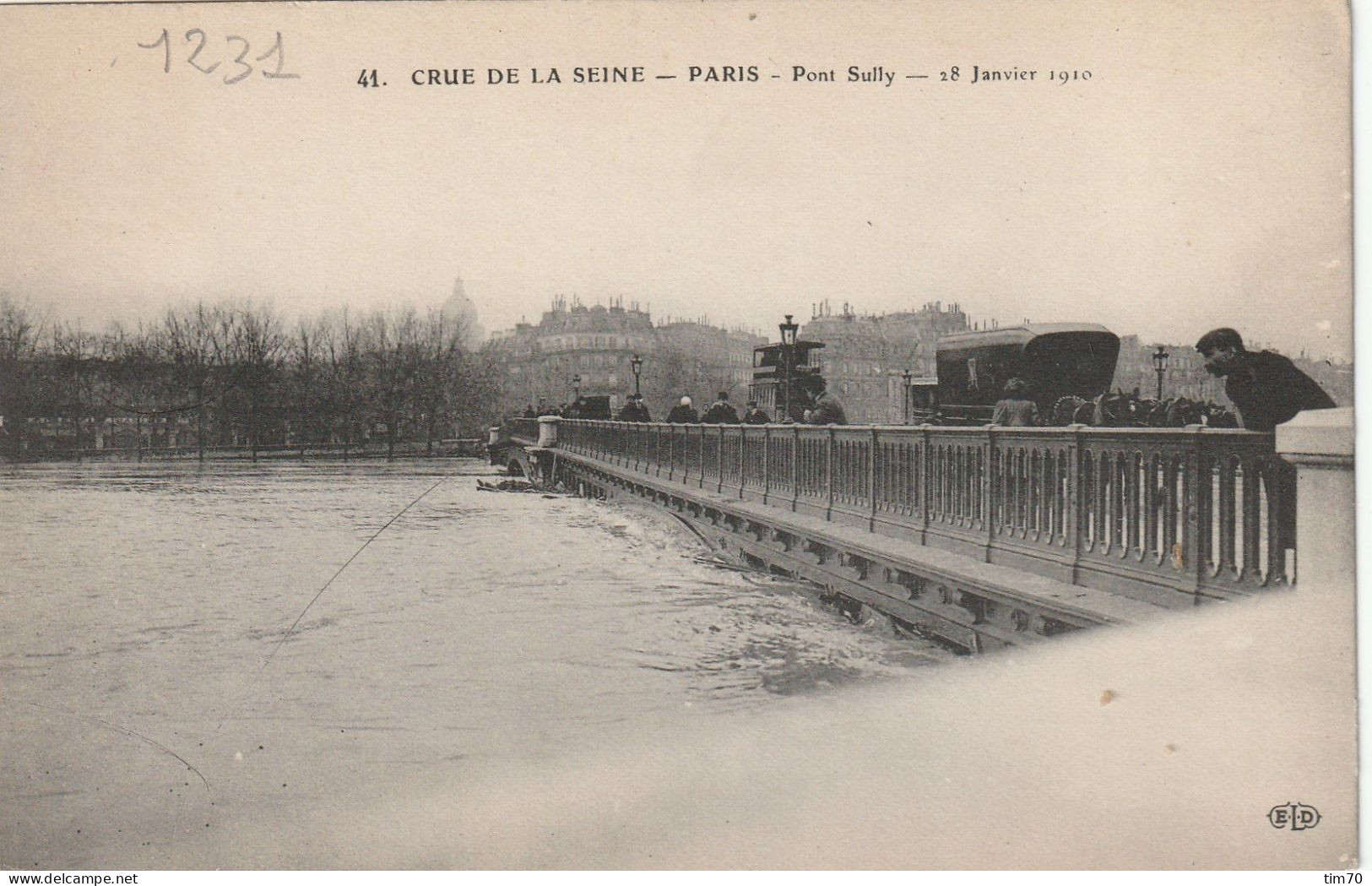 PARIS    CRUE DE LA  SEINE 29 JANVIER  1910   PONT  DE SULLY  28  JANVIER - De Overstroming Van 1910