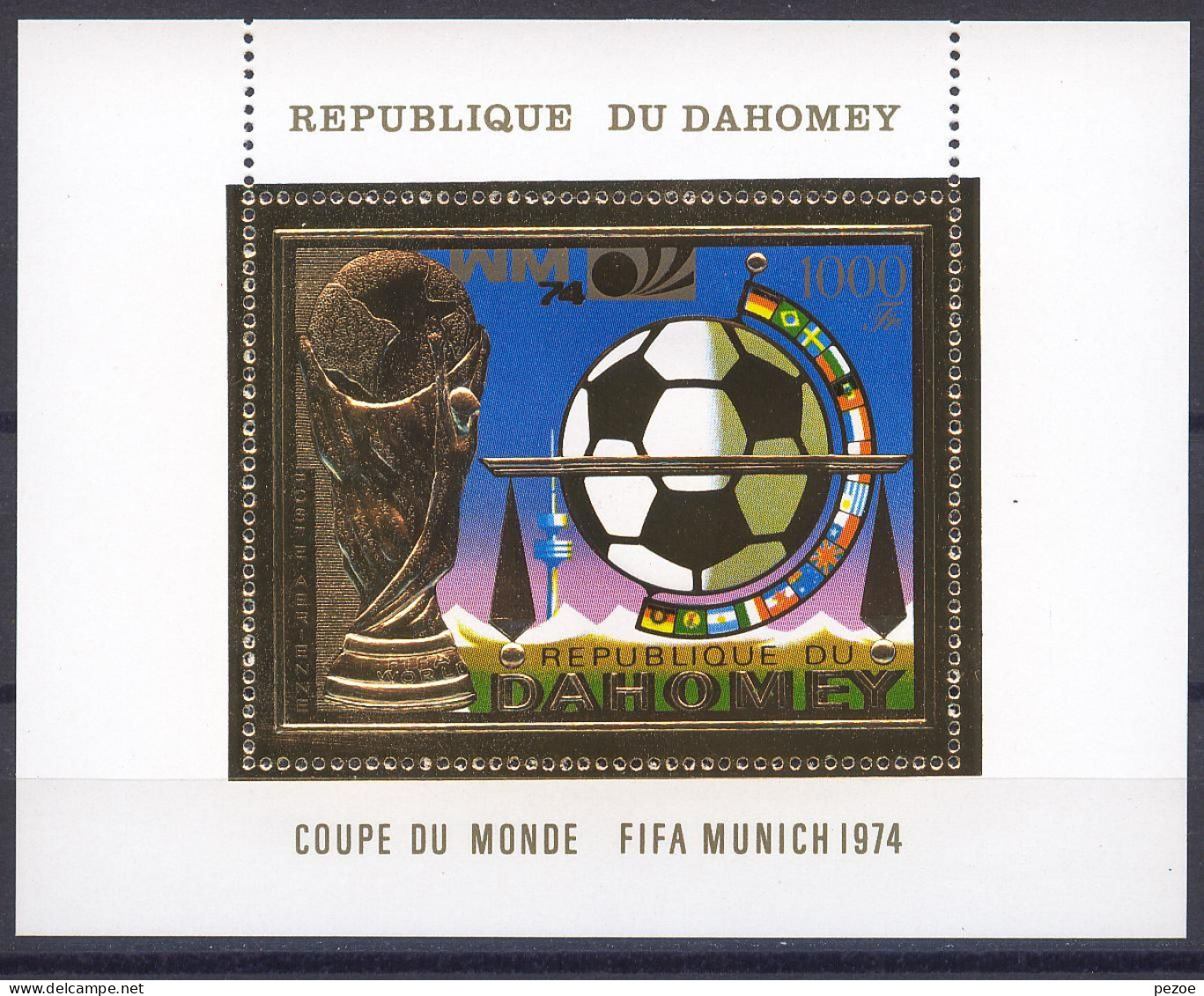 Football / Soccer / Fussball - WM 1974:  Dahomey  Goldblock **, Perf. - 1974 – Allemagne Fédérale