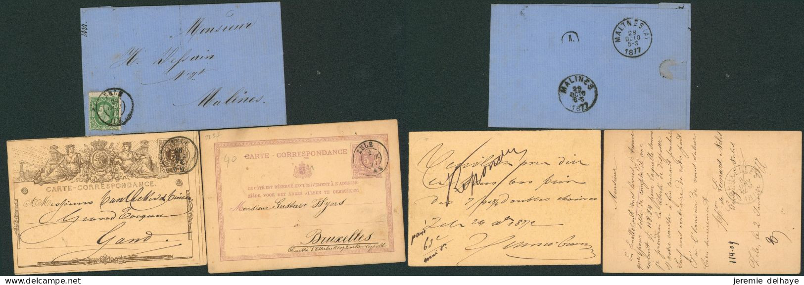 Lot De 3 Documents Dont Deux EP Obl Double Cercle "Zele" - Cartes Postales 1871-1909