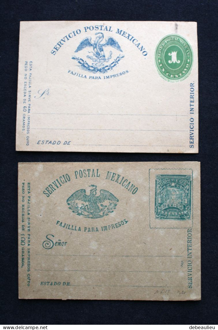 Mexique, lot d'entiers postaux neufs sur cartes et sur bandes de journaux