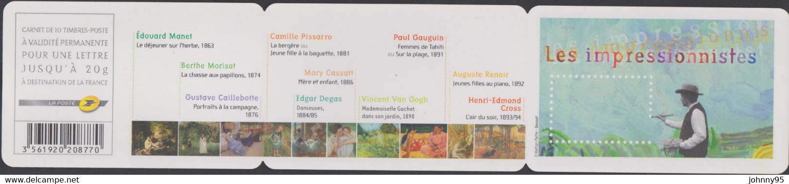 Année 2006 - N° BC74 Ou 3866 - T-P N° 74 à 83 Adhésifs - Art Peinture - Impressionnistes : Caillebotte, Morisot, Etc.. - Commemoratives