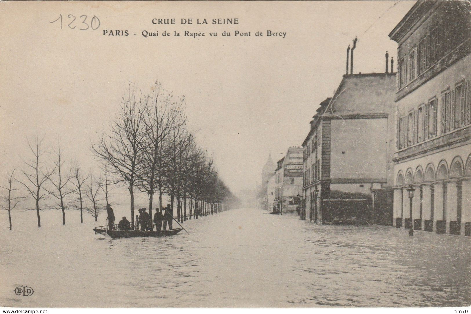 PARIS    CRUE DE LA  SEINE 29 JANVIER  1910   QUAI  DE LA  RAPEE  VU DU PONT DE  BERCY - Inondations De 1910