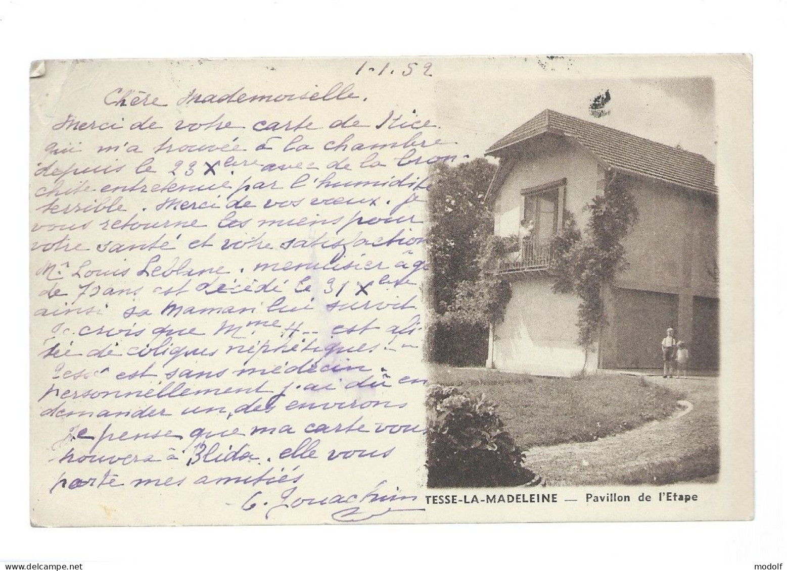 CPA - 61 - Tessé-la-Madeleine - Pavillon De L'Etape - Animée - Circulée En 1952 - Bagnoles De L'Orne