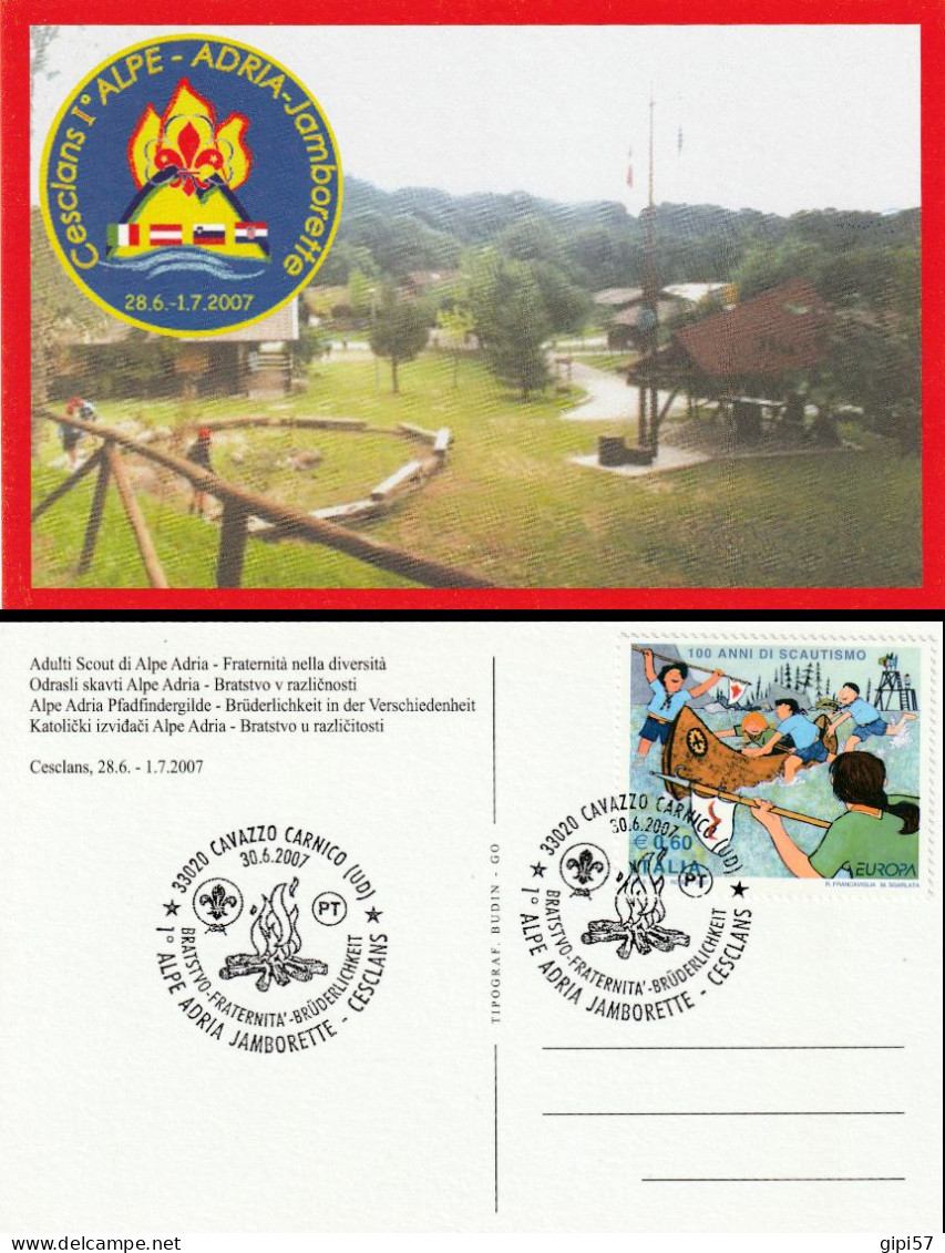 SCOUT ITALIA 2007. CARD ALPE ADRIA JAMBORETTE. SPECIAL CANCEL AND STAMP CAVAZZO CARNICO - Scouting