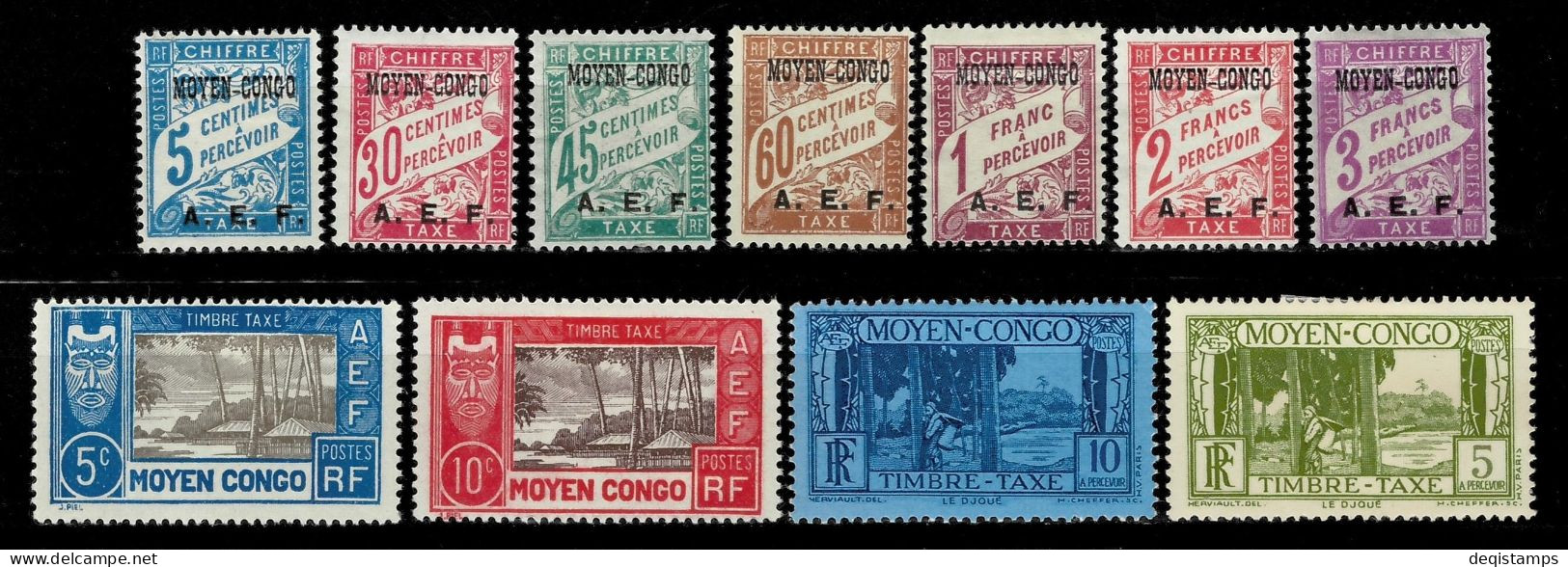 French Middle Congo Year 1928/1930 MH Tax Stamps Lot - Ungebraucht