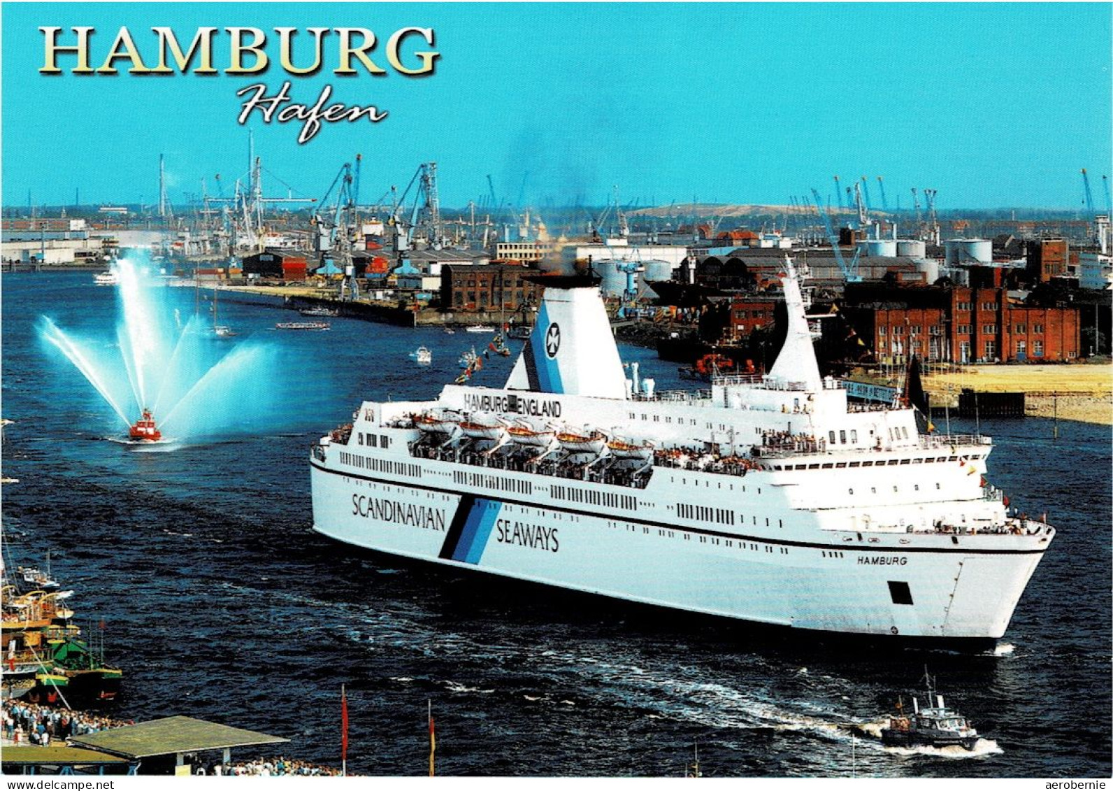 Postkarte Hansestadt HAMBURG - Mit Fährschiff HAMBURG (Scandinavian Seaways) - Steamers